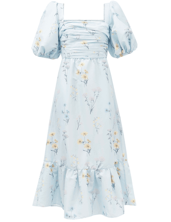 blue floral puff dress