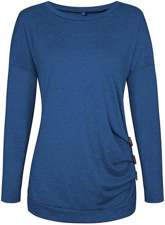 MOLERANI Women's Casual Long Sleeve Round Neck Loose Tunic T Shirt Blouse Tops at Amazon Women’s Clothing store