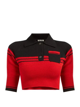 MIU MIU Block-colour cropped cashmere sweater
