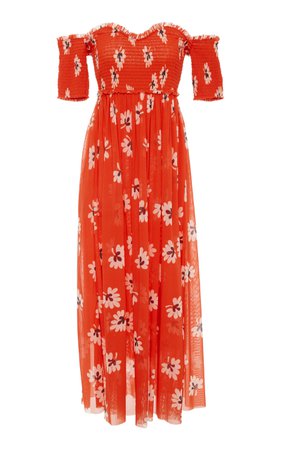 Zara- Tilden Floral Off The Shoulder Smocked Midi Dress