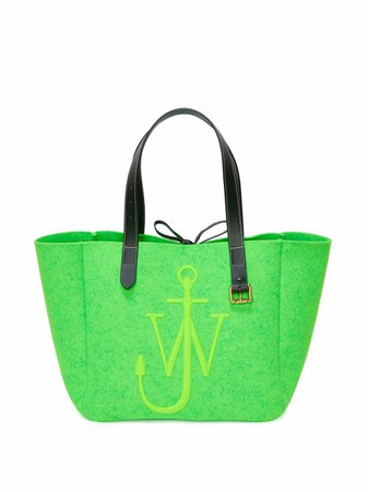 Shop JW Anderson Belt embroidered-logo tote bag with Express Delivery - FARFETCH