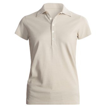 Short Sleeve Cream Polo Shirt - Women's
