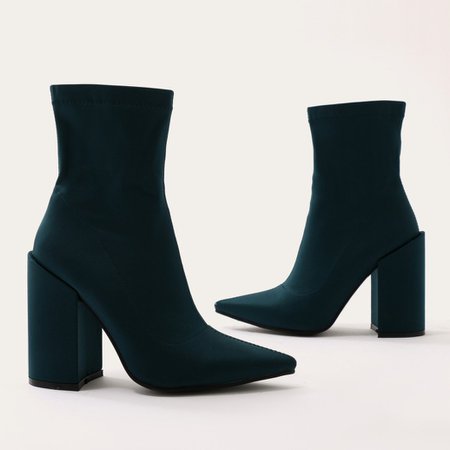 Salt Sock Fit Ankle Boots in Green Stretch | Public Desire US
