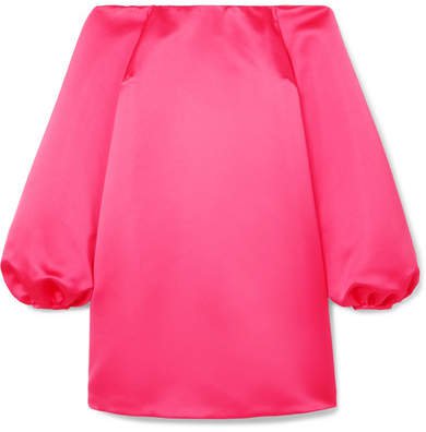 Off-the-shoulder Satin Mini Dress - Pink