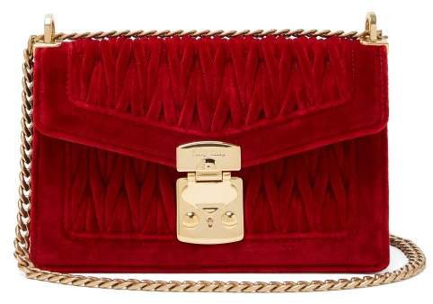 Confidential Matelasse Velvet Shoulder Bag - Womens - Red