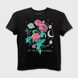 Women's To The Moon And Back Short Sleeve Graphic T-Shirt - Black : Target