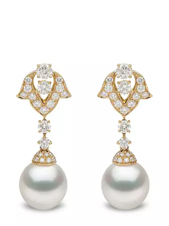 Yoko London 18kt Yellow Gold Diamond Pearl Drop Earrings - Farfetch