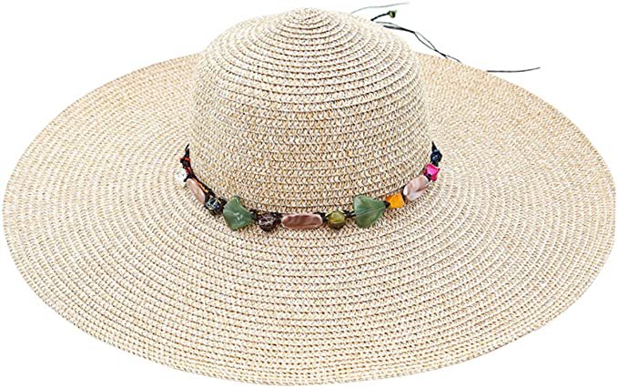 Beach Hats for Women - Sun Hat Womens UPF 50+, Beach Hat Packable Sun Hat Women Roll Up, Wide Brim Straw Hat for Women