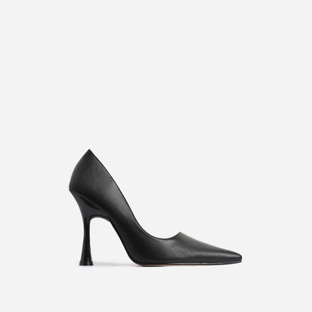 Levi Pointed Toe Court Heel In Black Faux Leather | EGO