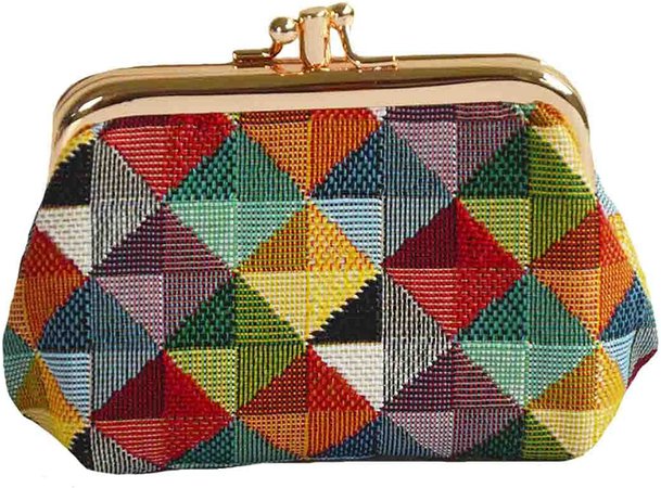Amazon.com: Signare Tapestry Cute exquisite Double Pocket Kiss lock Coin Purse for Women with Colourful Geometric Shapes Design (FRMP-MTRI) : Clothing, Shoes & Jewelry