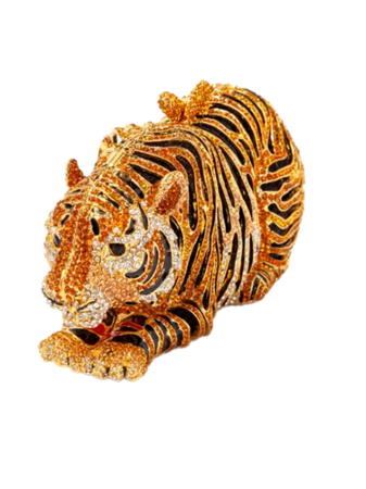 crystal rhinestone tiger clutch bag
