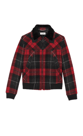 SHORT QUILTED JACKET IN TARTAN WITH SHEARLING