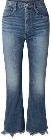 W5 Empire Crop Distressed Cropped High-rise Bootcut Jeans - Mid denim