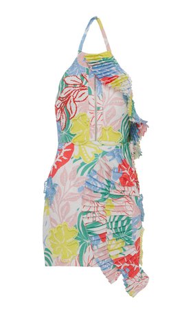PatBO Printed Tropical Pleated Dress