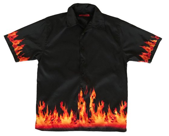 black flame button up shirt