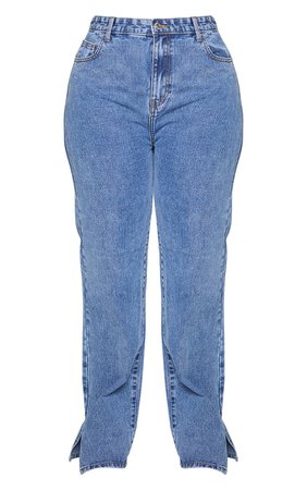 Plus Vintage Wash Split Hem Jeans | Plus Size | PrettyLittleThing USA
