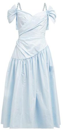 Sweetheart Neckline Taffeta Midi Dress - Womens - Blue