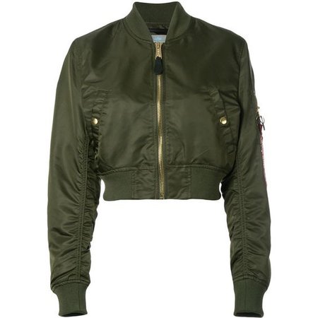 Army Green Cropped Bomber Jacket