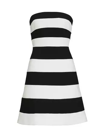 Shop Lela Rose Striped Strapless Minidress | Saks Fifth Avenue