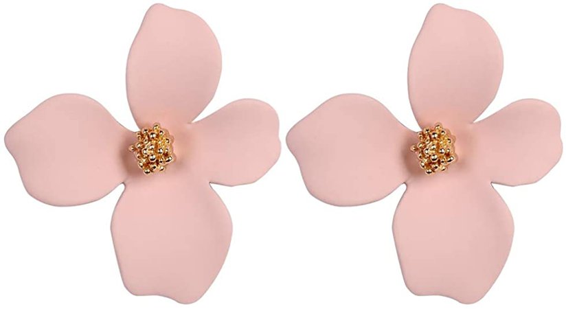 Amazon.com: Boho Stud Earrings for Women - Chic Flower Statement Earrings with Gold Flower Bud, Great for Sister, Mom, Lover and Friends (White): Jewelry