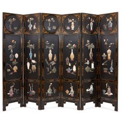 Rococo Style Parcel-Gilt and Painted Three-Fold Screen For Sale at 1stdibs