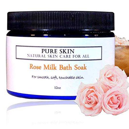 Amazon.com : Natural Relaxing Rose Milk Bath Powder w/Scoop | Soothing and Gentle on Sensitive Skin by PURE SKIN, 12 oz. : Beauty