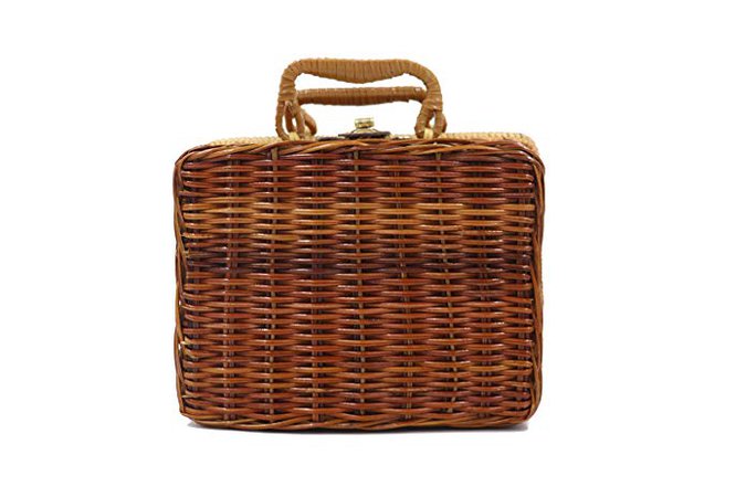 Pulama Wicker Woven Straw Beach Bucket Summer Fashion Vacation Women Top Handle Handbag (Novelty Box): Handbags: Amazon.com