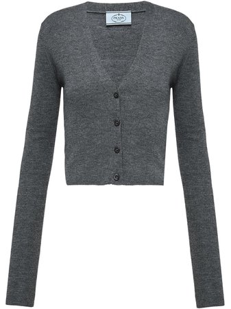Shop Prada v-neck knitted cardigan with Express Delivery - FARFETCH