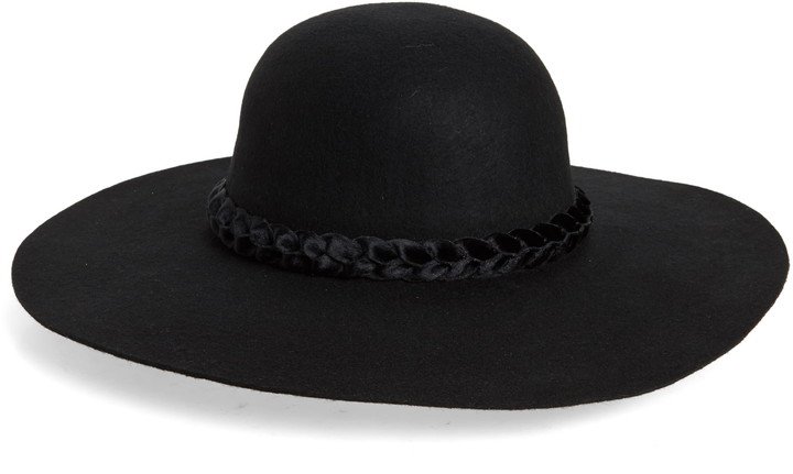 Floppy Brim Wool Hat with Velvet Trim