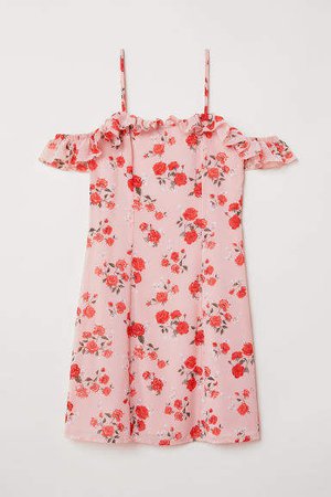 Open-shoulder Dress - Pink