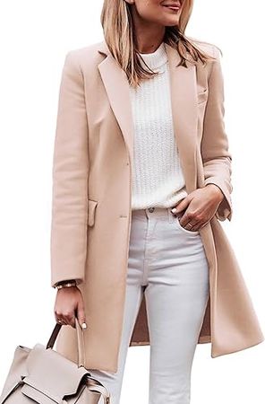 Amazon.com: Zwurew Women's Notched Lapel Collar Single Breasted Pea Coats Winter Wool Blend Overcoat Long Jackets : Clothing, Shoes & Jewelry