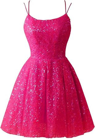 Amazon.com: Sequin Homecoming Dresses for Teens Sparkly Tulle A Line Spaghetti Straps Short Prom Dress 2023: Clothing, Shoes & Jewelry