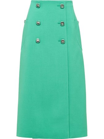 Shop green Prada double-breasted skirt with Express Delivery - Farfetch