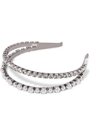 Etro | Silver-tone, crystal and faux pearl headband | NET-A-PORTER.COM