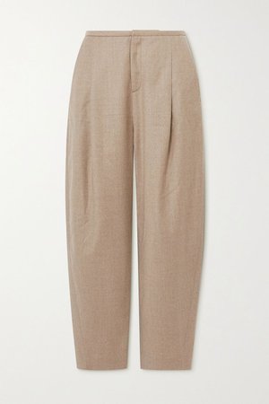 Beige Wool-blend flannel straight-leg pants | Totême | NET-A-PORTER