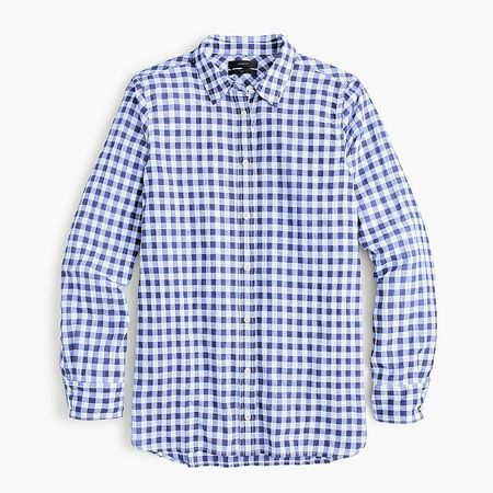 J.Crew: Tall Classic-fit Boy Shirt In Crinkle Gingham blue