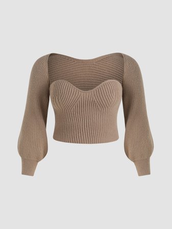 Curve & Plus Two-Piece Tube Top & Cardigan - Cider