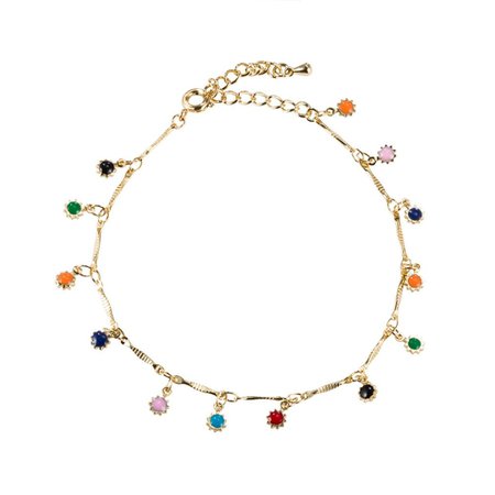Designer Fashion Anklets Gold Plated Colorful Zircon Tassels Anklet Elegant Accessories Jewelry for Women - NewChic