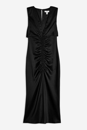 Black Ruched Midi Dress | Topshop black