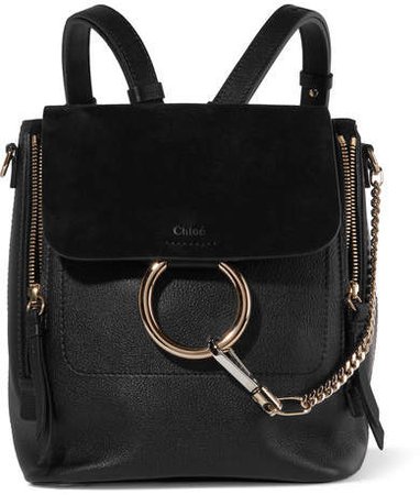 Faye Small Leather And Suede Backpack - Black