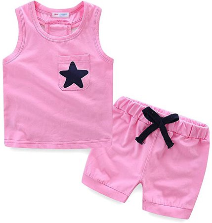 Amazon.com: Mud Kingdom Toddler Girls Summer Short Set Cute Tank Top Outfits Star 24M Pink: Clothing