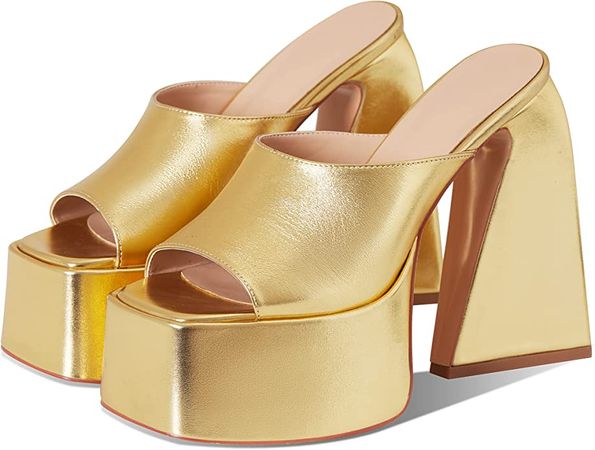 Amazon.com | Kalstage Heeled Sandals for Women Square Toe Chunky High Heels Slip-on Slides Sandals Summer Party Dress Platform Sandals | Heeled Sandals