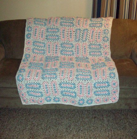 Cluster Granny Square Afghan Baby Blanket Pink Blue And | Etsy
