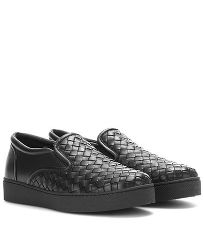 Intrecciato leather slip-on sneakers