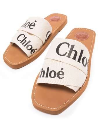 Chloé Woody logo-print Sandals - Farfetch
