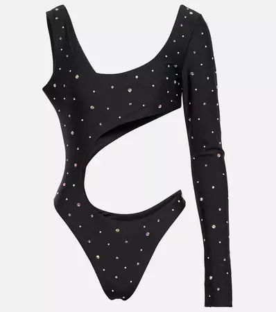 Alessandra Rich - Embellished cutout swimsuit | Mytheresa