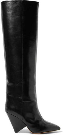 Lokyo Glossed-leather Knee-high Boots - Black