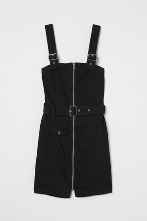 Twill dungaree dress - Black - | H&M GB