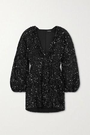 Black Aubrielle sequined chiffon mini dress | Retrofête | NET-A-PORTER