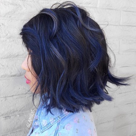 short black hair with blue highlights - Google Search